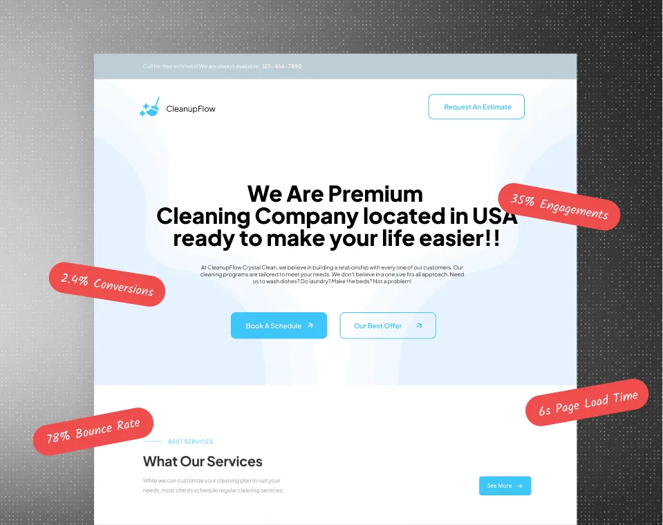 Original Landing Page Before Redesign